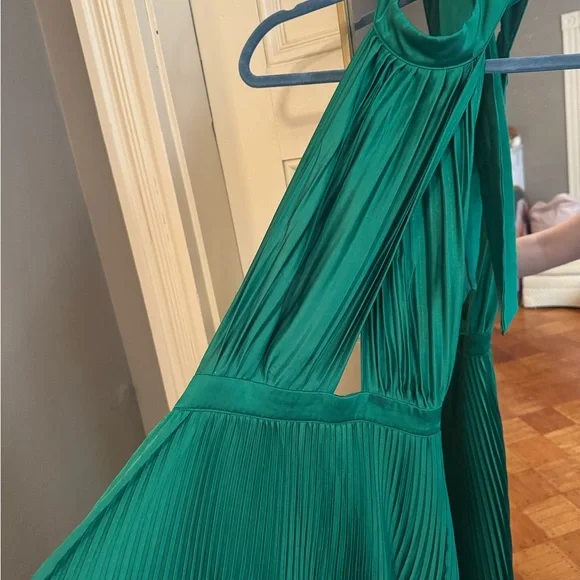 L’IDEE size 6 green pleated midi emerald dress green renaissance - Picture 6 of 10